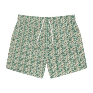 Floral Pattern Swim Trunks, Summer Swimwear, Beach Shorts, Poolside Attire, Vacation Essentials, Tropical Style